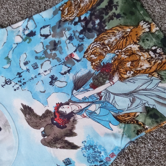 INCREDIBLE Y2K Mark Richards Asian Inspired Print Silk Blend Top, Size M - Picture 2 of 8